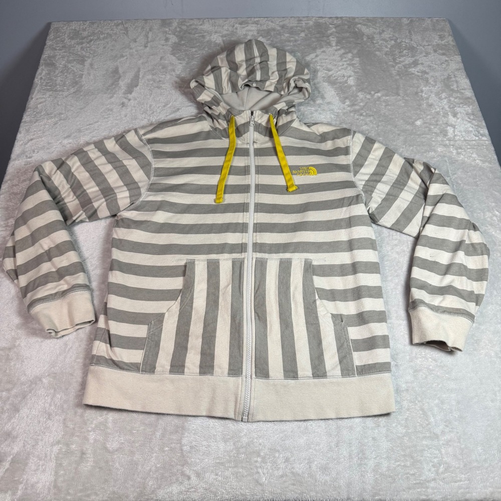 The North Face‎ Mens Gray Striped Full Zip Lined Hoodie Size Large Athleisure